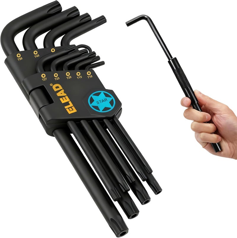 ELEAD 11-Piece Torx Star Allen Wrench Set with Extension Bar, Long Arm Torx Key Set T10-T50, Heat-Treated S2 Steel - Image 1